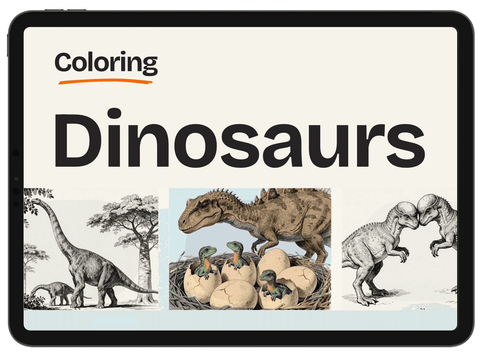 iPad coloring app - dinosaurs, prehistoric creatures